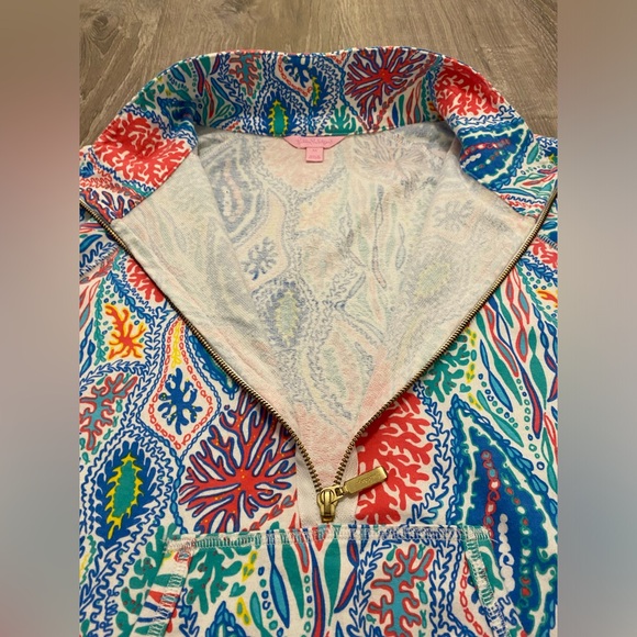 Lilly Pulitzer Lover’s Coral Skipper Popover Colorful 1/2 Zip with Pocket Size M - Picture 10 of 13
